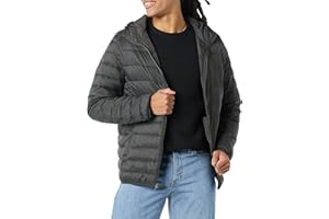�鶹�� Essentials Men's Lightweight Water-Resistant Packable Hooded Puffer Jacket, Dark Grey, X-Large