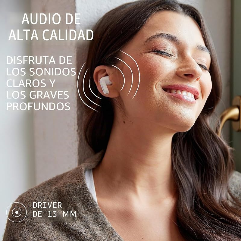 Intenso White Buds TWS - Auscultadores T302A sem fios verdadeiros com cancelamento de ruído ativo e até 35 horas de reprodução de música, branco