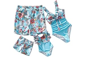 PATPAT Family Matching Swimwear Floral Print Sleeveless Ruffled One Piece Bathing Suits