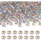 200Pcs Electroplate Glass Beads 8mm Briolette Crystal Glass Beads Rainbow Color Rondelle Loose Beads Faceted Rondelle Beads for DIY Craft Bracelets Necklace Jewelry Making