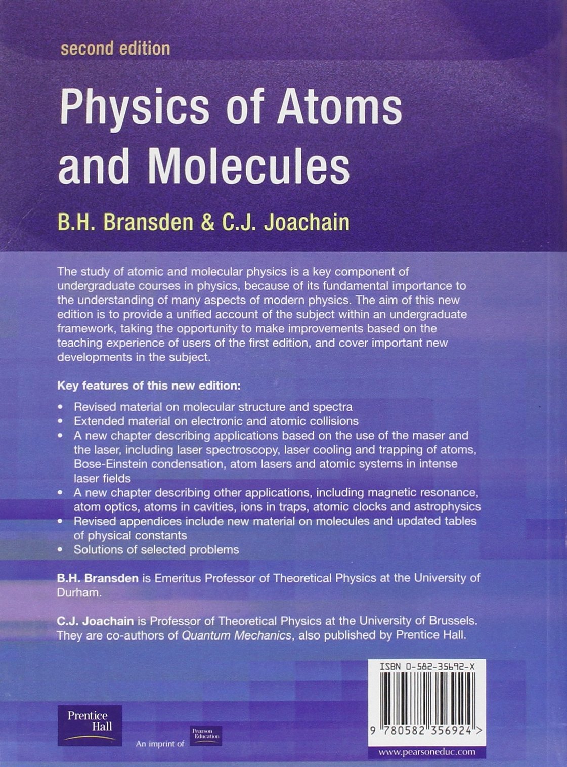 Physics of Atoms and Molecules: Amazon.co.uk: Prof B.H. Bransden, Prof C.J.  Joachain: 9780582356924: Books