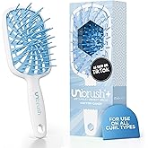 FHI Heat UNbrush Plus — Curly Hair Brush for Gentle & Effective Detangling on Wet or Dry Fragile Hair Types — Detangler Brush w/ 84 UltraFlex Bristles, Ultra-light, Vented, Anti Static Hairbrush