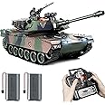 Supdex 1:18 RC Tank, 2.4Ghz M1A2 Remote Control Tank Model Toys, 15 Channel Battle Army Tank with Smoke, Light, Sound, Volume Switch, Military Toy for Adult and Kid That Shoots BBS and Water Bombs