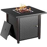 BLUBERY 30" Propane Fire Pit ,50,000 BTU Outdoor Fire Pit Table.Wicker Steel Surface ,Auto-Ignition,ETL Compliant,Your Garden