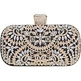 Covelin Women's Rhinestone Decorated Evening Bag, Tote Shoulder Crossbody Handbag with Chain