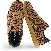 CUSHIONAIRE Women's Vegan Leopard Print Lace-Up Sneakers