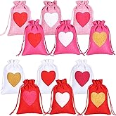 Kenning 36 Pcs Valentine‘s Day Heart 4 x 6 Inch Burlap Bags with Drawstring Small Linen Jewelry Pouches Drawstring Bags for Wedding Baby Shower Party Favors Christmas DIY Craft, 4 Colors