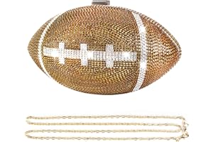Gripit Bling Rhinestone Football Shaped Rugby Quirky Bag Purse Shoulder Handbag with Crystal for Women Girls