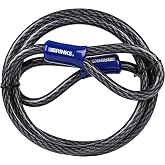 Brinks Braided Steel Loop Cable Lock, 7 ft x 5, Black | Flexible twisted steel cable has a heavy-duty vinyl protective wrap to prevent marring and corrosion
