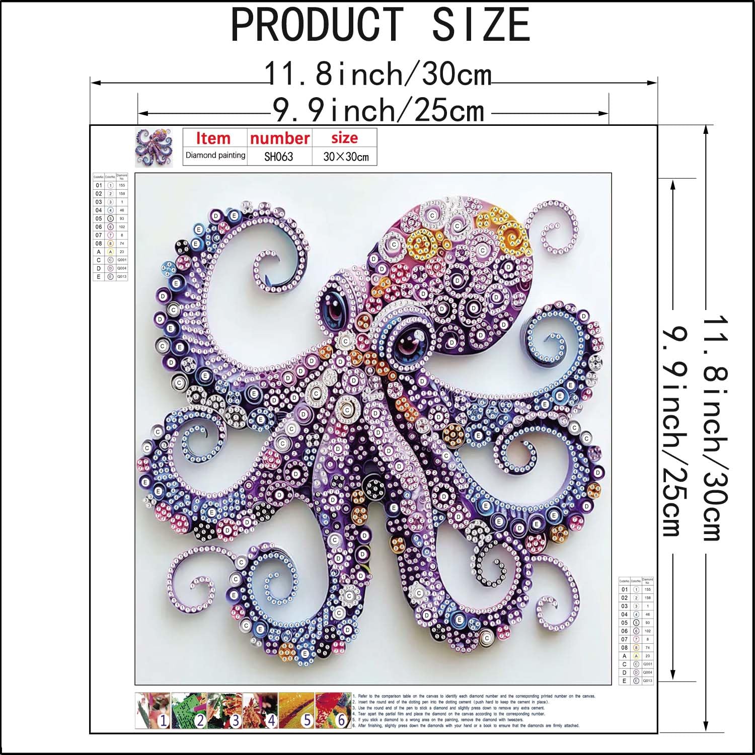 SHICERNHJ 5D Diamond Painting Kits for Beginners,Animal Special Shape Diamond Art Kits for Purple Octopus DIY Crystal Rhinestones Paint by Diamonds and Crafts for Adults Home Wall Decor 12 X 12inch