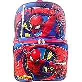 Ruz Spiderman Boy's 16 Inch Backpack With Removable Matching Lunch Box Set (Blue-Blue-Red)