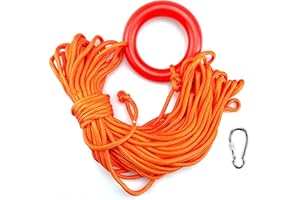 HZFLY Orange Water Floating Lifesaving Rope, 98.4 FT Professional Throwing Rescue Rope with Safety Snap Hook and Floating Rin