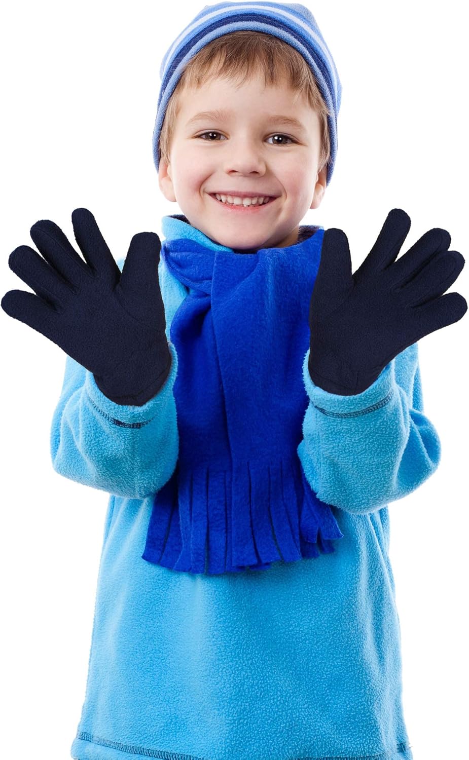 3 Pairs Kids Fleece Gloves Full Fingers Gloves Winter Soft Warm Gloves for Boys Girls Outdoors Activities Supplies: Clothing