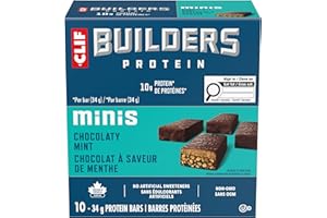 CLIF BUILDERS Mini Protein Bars, Chocolate Mint Flavour, 10g of Protein, Prepared in Canada, Gluten Free, No Artificial Sweet
