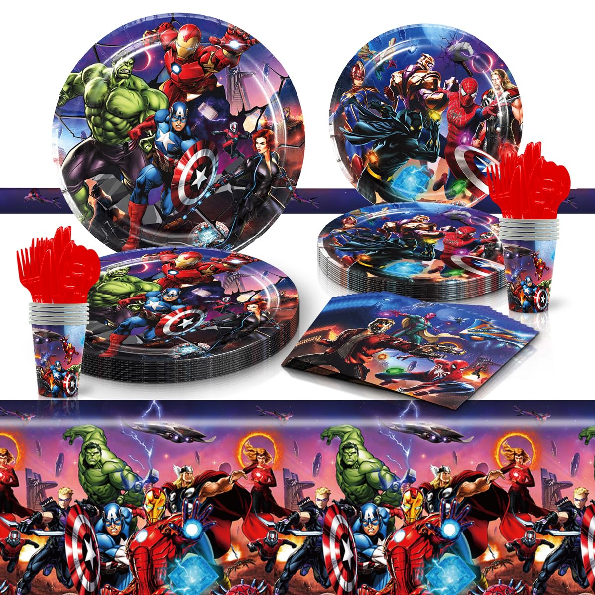 thumbnail image 2 of Superhero Birthday Party Supplies Pack - Spider-Man Theme Decorations & Tableware For 20 Guests 2 of 9