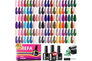 MEFA 46 Pcs Gel Nail Polish Set, 42 Colors All Seasons Nail Polish Set Colorful Begginer Kit with Base Coat & Glossy/Matte Top Coat, Gel Nail Art Manicure Salon DIY Gifts for Girls