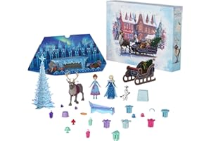 Mattel Disney Frozen Toys, Anna & Elsa Small Doll Advent Calendar with 2 Friend Figures, Moldable Sand & 24 Play Pieces, Inspired by Olaf’s Frozen Adventure