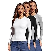 ANYOCEAN Women's Multi-Pack Knit Long Sleeve T-Shirt, Slim Fit Tops, Athletic & Casual