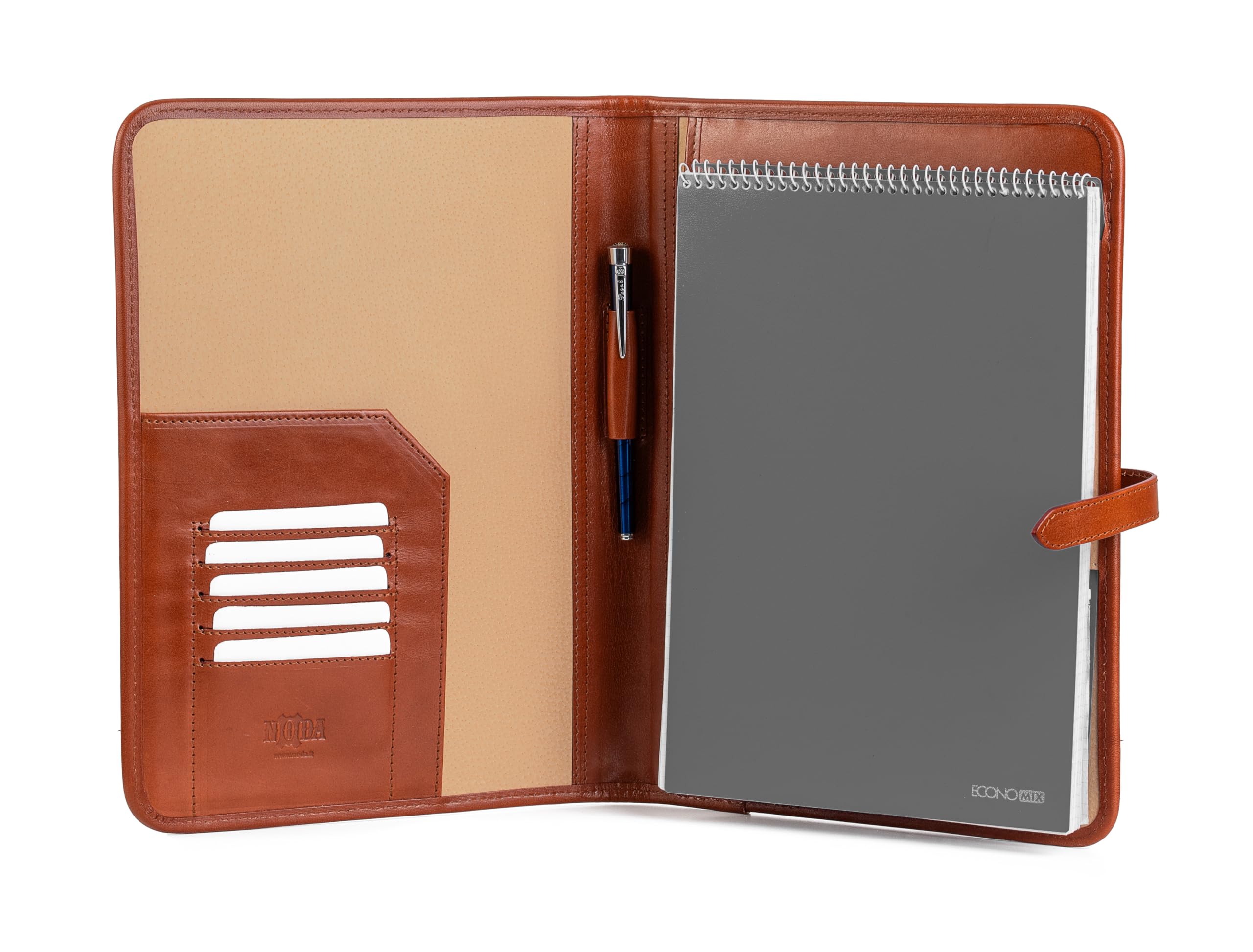 Cognac Leather Business Portfolio – A4 Organiser for Entrepreneurs & Startups – Luxury Italian Leather Padfolio – Professional Executive Folder – Handmade in Europe