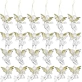 Amosfun 24pcs Christmas Hanging Angels Decorations Clear Angels Ornaments Christmas Tree Hanging Decorations Mini Figurine Seasonal Holiday Xmas Party Supplies Favors Goody Bags Fillers