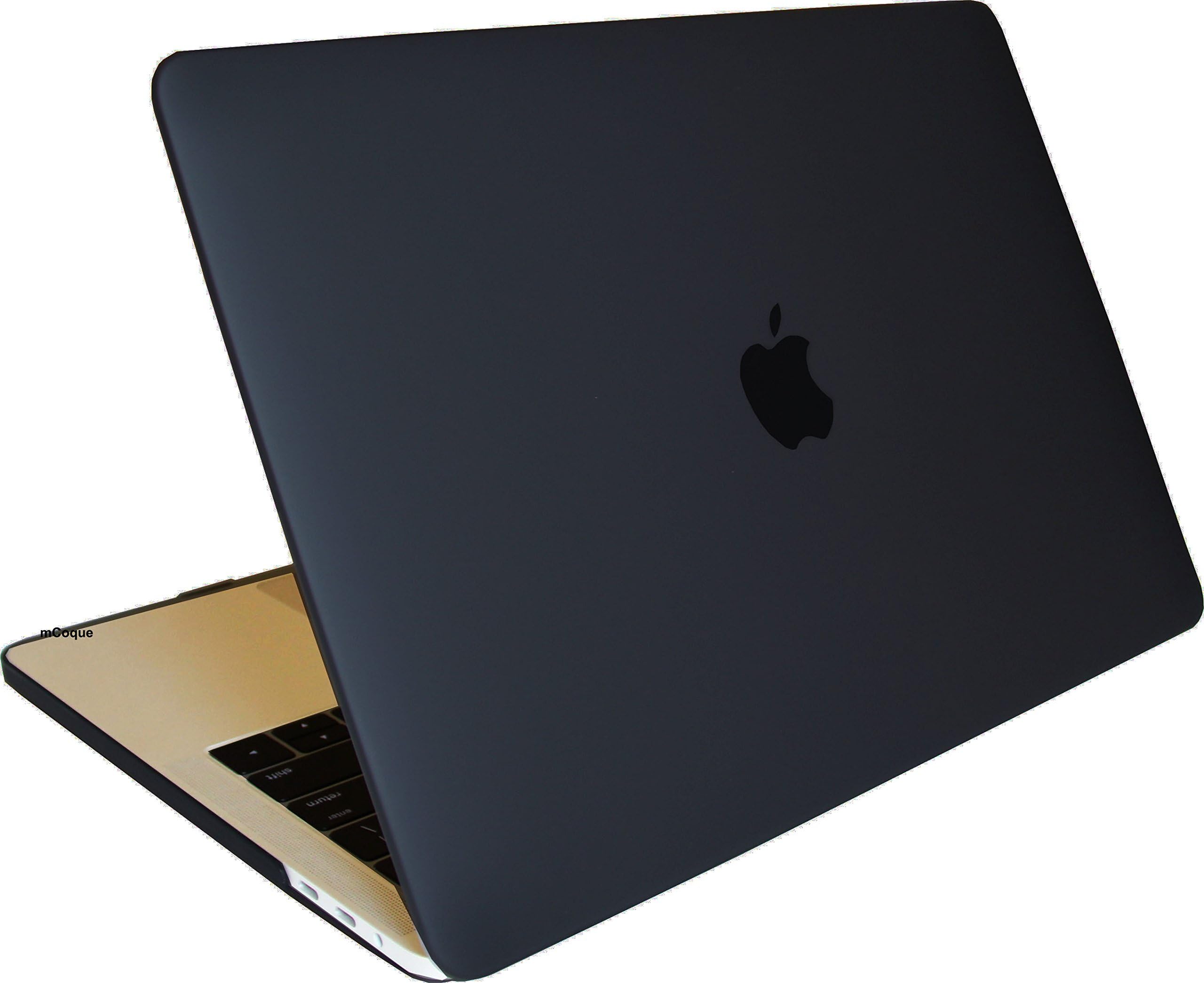 mCoque Black matte hard case for MacBook Pro 13 Case 2018 2017 2016 Release (Model A1989/A1706/A1708, with or without Touch Bar) with a FREE transparent keyboard skin (Model: A1989/A1706/A1708)