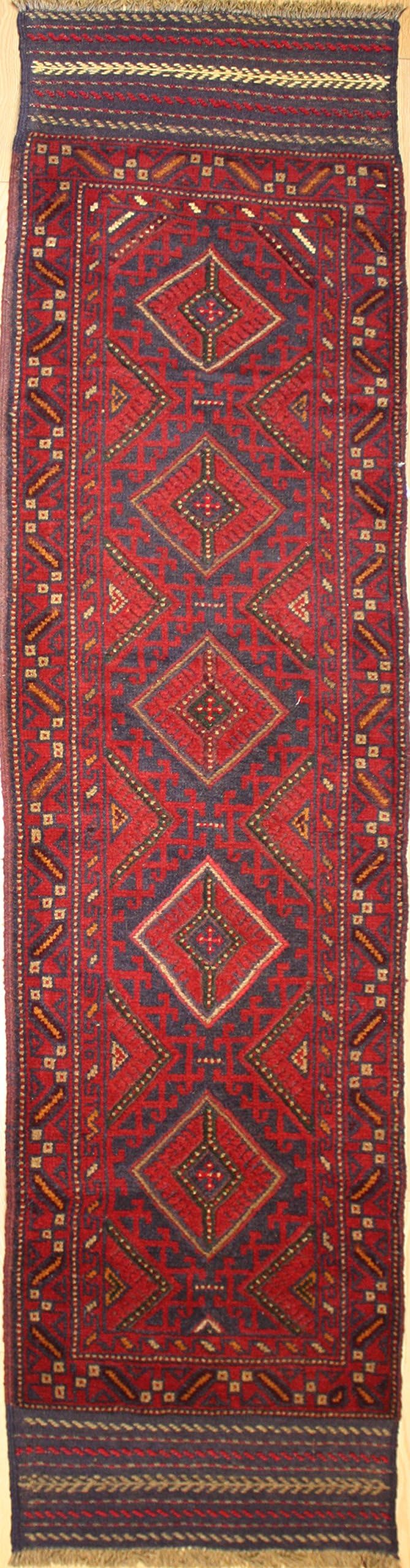 Beautiful Handmade Afghan Carpet Runner - Size Ft:8'6 x 2'0 Code R8474