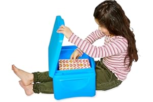 HearthSong Foldable Lap Desk for Kids with Storage - Ideal Floor Desk for Drawing, Studying, Portable Folding Travel Lap Table, Versatile Bed Desk & Lap Tray, Blue