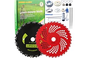 Gashwer 9" x 36 Teeth Carbide Tipped Blades & 9" x20T Carbon Steel Round Chainsaw Tooth Brush Blades with Universal Adapter Kit Compatible with Brush Cutter, Trimmer, Weed Eater, Husqvarna, Stihl Ego