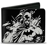 Buckle-Down DC Comics Wallet, Bifold, Batman the Dark Knight and Joker Smiling Sketch Poses Black, Vegan Leather