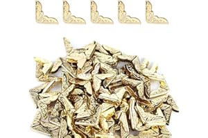 NQEUEPN 100pcs Metal Book Corner Protectors, Vintage Book Corner Covers Decorative Paperback Book Edge Protector for Photo Album Notebook Scrapbook Menu File Folder (Gold)