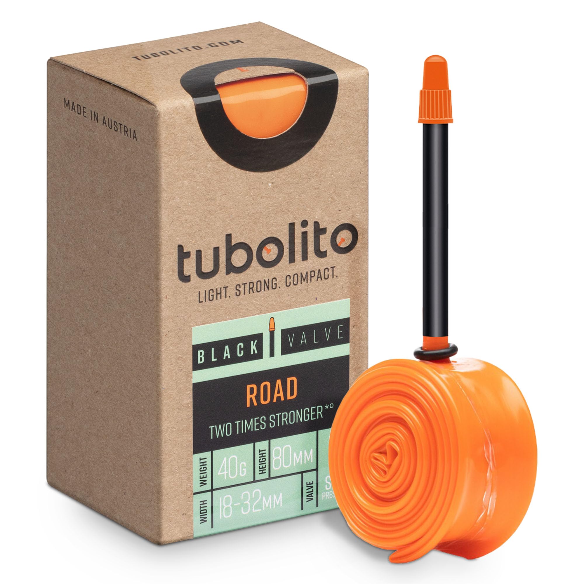 Photo 1 of Tubolito Road 700C x 18-32mm Tube | Light, Strong & Compact | Rim & Disc Brake Compatibility | 2X Puncture Protection (700C x 18-32 mm, 80mm Black Presta Valve)