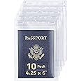 EcoEarth 4x6 Inch Passport & Card Holders with Soft Edge (Clear, 10 PK) - Extra Large (XXL) Vertical ID Holder - Resealable and Waterproof Identification Name Card Holder