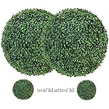 Artificial Boxwood Topiary Balls 2PCS 19.7 Inch and 2PCS 9 Inch Artificial Boxwood Balls Decorative Faux Boxwood Balls Round Artificial Plant Topiary Ball for Backyard, Balcony, Garden, Wedding Décor