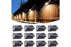 Bridika Solar Fence Lights Warm White & White, Solar Outdoor Wall Lights, Fence Solar Lights Outdoor Waterproof for Step, Backyard, Fence, Wall, Patio, Deck Railing, Stair (12 Pack)