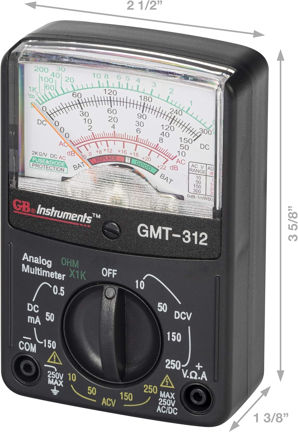 Gardner Bender GMT312 Analog Multimeter, 5 Function / 12 Range, 300V