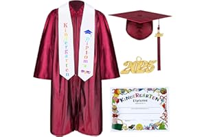 Mukum Kindergarten Graduation Cap and Gown Set with Tassel 2025 Charms Graduations Stoles for Kid Preschool