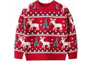 SUGARAIN Kids Ugly Christmas Sweater Boy Girl Funny Xmas Outfits Toddler Reindeer Knit Clothes Holiday Pullover Tops 2-6 Years