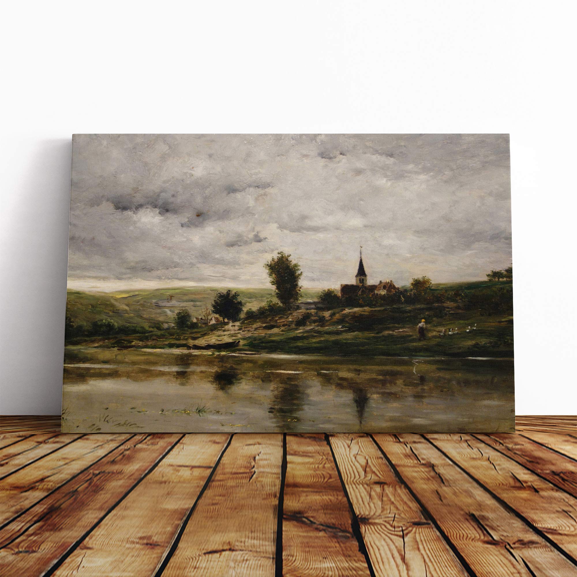 Charles-Francois Daubigny Landscape (6) Canvas Print | Gallery Wrapped 30mm Frame Wall Art | 20x14 inches | Ready to Hang | Modern Landscape Picture | Living Room Bedroom Lounge Office