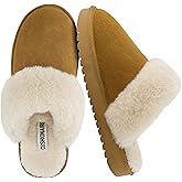 CUSHIONAIRE Hush Cozy Womens Slippers with Faux Fur Lining - Slip On Comfortable Mule House Slippers for Women Indoor and Outdoor