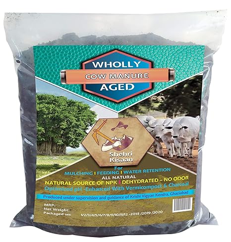 SHEHRI KISAAN 100 % Natural, Double Sifted Garden Organic Fresh Cow Dung Compost Manure for Plants with Potting Soil, Cocopeat or Organic Fertilizers, 18 kg