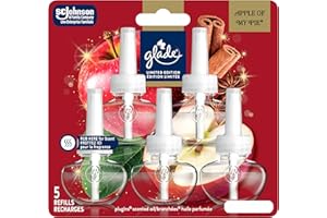 Glade PlugIns Air Freshener Oil Refill, Scented and Essential Oils for Bathroom and Home Fragrance, Apple Cinnamon, 5 Refills