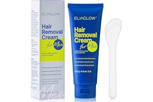 ELIAGLOW Hair Removal Cream for Men and Women: Sensitive Depilatory Cream for Intimate/Pubic Areas, Body, Legs, Chest, and Underarms, Easy & Painless, Gentle Formula for All Skin Type, 120ml