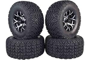 22" Tall MASSFX Black Pit Viper Golf Cart Wheel 22x11-10 Tire 10x7 4/101.6 4 on 4" Bolt Pattern Rim 4 SET