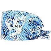 Kousenpu Adjustable Working Caps with Sweatband, Cute Printed Scrub Cap for Women/Men