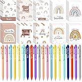 Ctosree 60 Pcs Bulk Motivational Pens Inspirational Notepads Set 30 Motivational Pens 30 Small Pocket Notepads Rainbow Mini Journals Gift Set for Back to School Kids Students Teachers