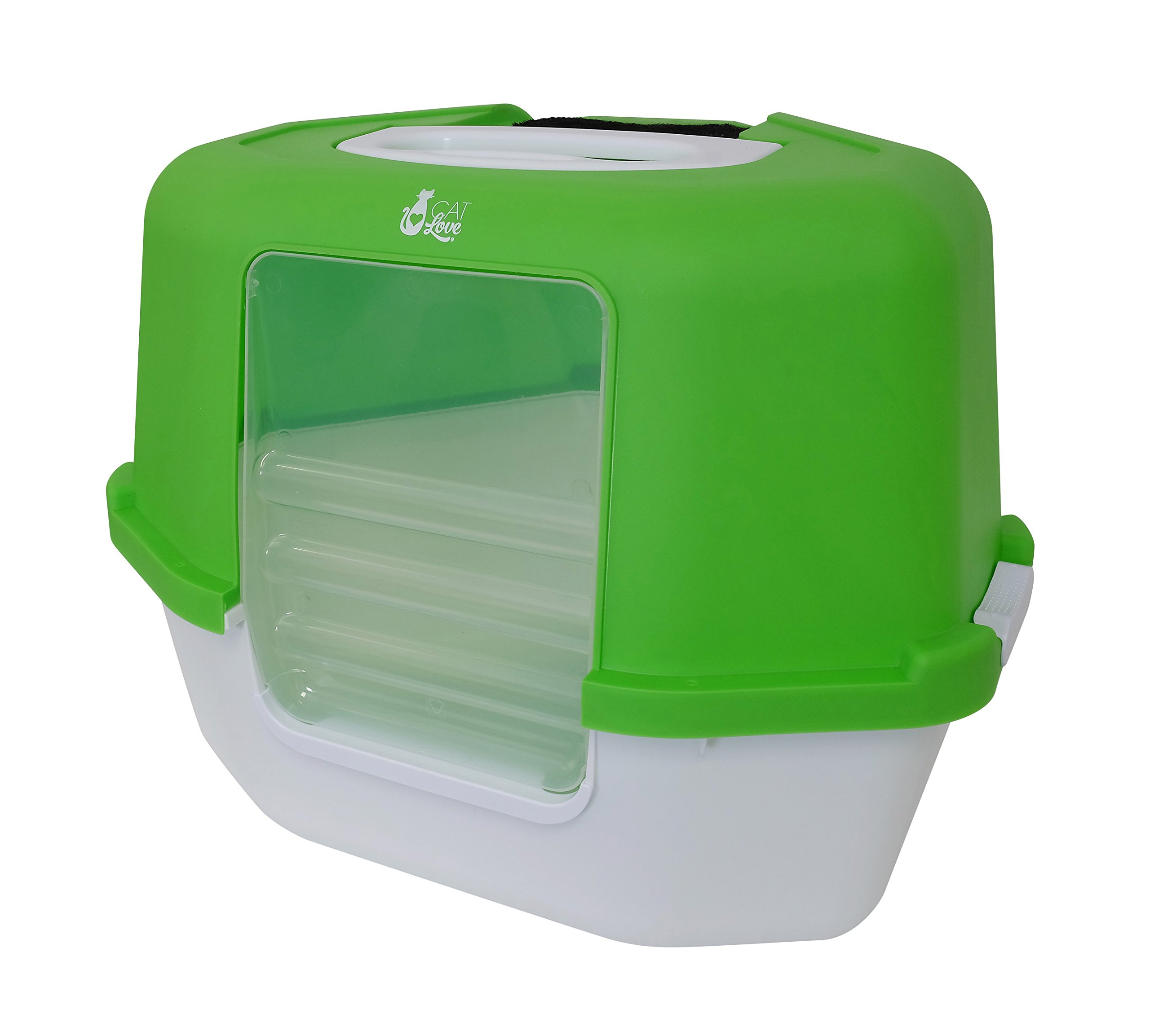 Cat Love Space Saver Corner Hooded Cat Pan, Green