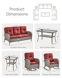 HUMMUH Outdoor Furniture-8 Piece Wicker Patio