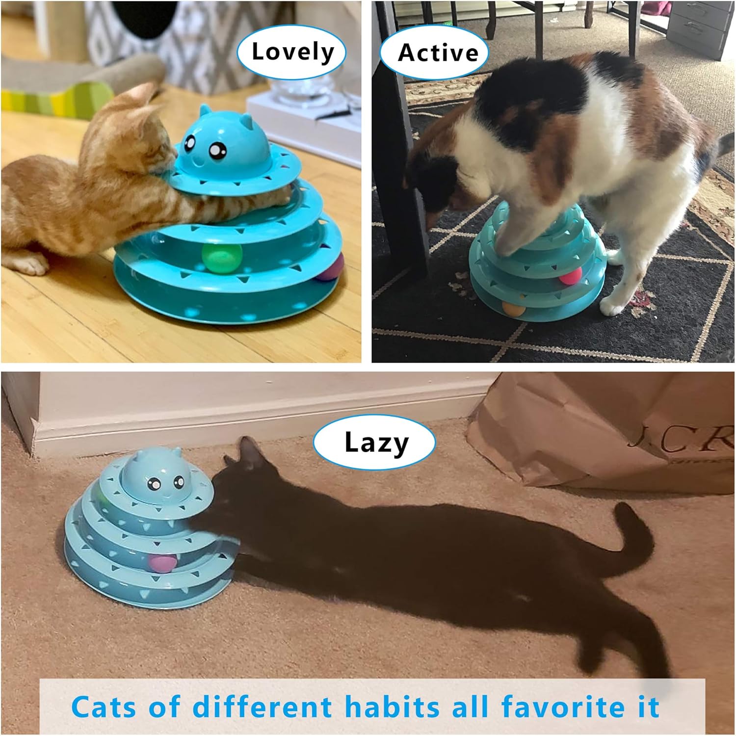 Cat Toy Roller Cat Toys 3 Level Towers Tracks Roller with Six Colorful Ball Interactive Kitten Fun Mental Physical Exercise Puzzle Toys : Kitchen & Dining