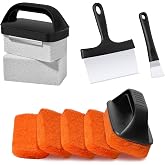 HE-SANQI Griddle Cleaning Kit for Blackstone, Flat Top Grill Cleaning Kit | Griddle Accessories with Grill Scraper, Grill Brick, Scouring Pads &amp; Handles to Remove Grease, Burnt Residue (11 PCS)