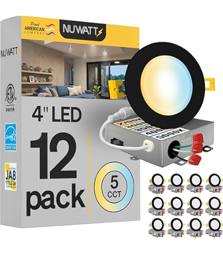 6-Inch LED Pot Light With Night Light – 5 CCT Selectable, Dimmable, Canless Wafer, 12W=110W, CETL & IC Rated, 6-Pack